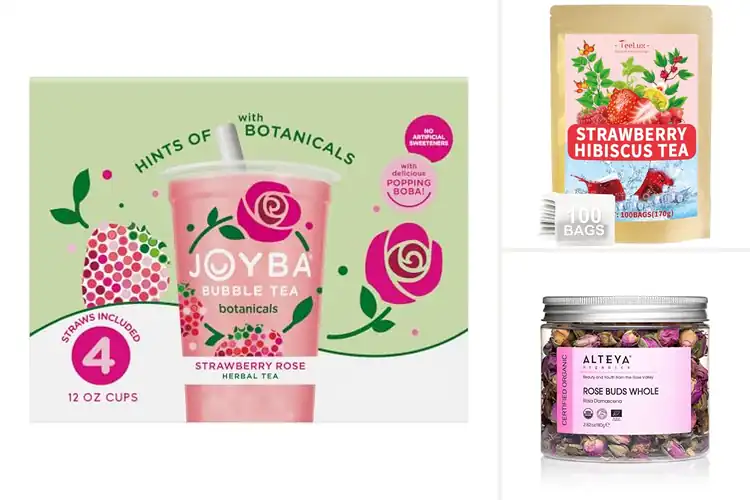 Detailed view of Best Strawberry Rose Bubble Tea With Botanicals